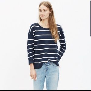 Madewell Navy Blue White Striped Pullover Sweater